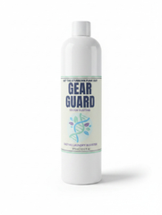 White bottle of 375ml Gear Guard laundry booster on a white background