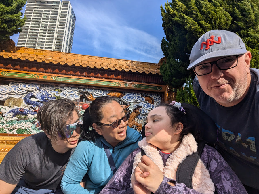 Pep, Lang, Kenzie and Steve at the Chinese Garden of Friendship in Sydney 