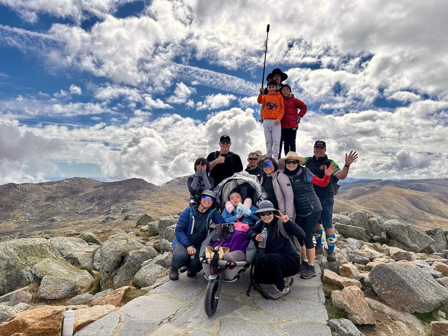 Kenzie and her tribe on the top of Australia, Mt Kosciusko NSW